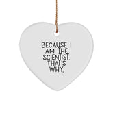 Scientist Heart Ornament Gifts from Men to Friends Because I Am The Scientist That's Why, Unique Christmas Memorable Presents - Image 1